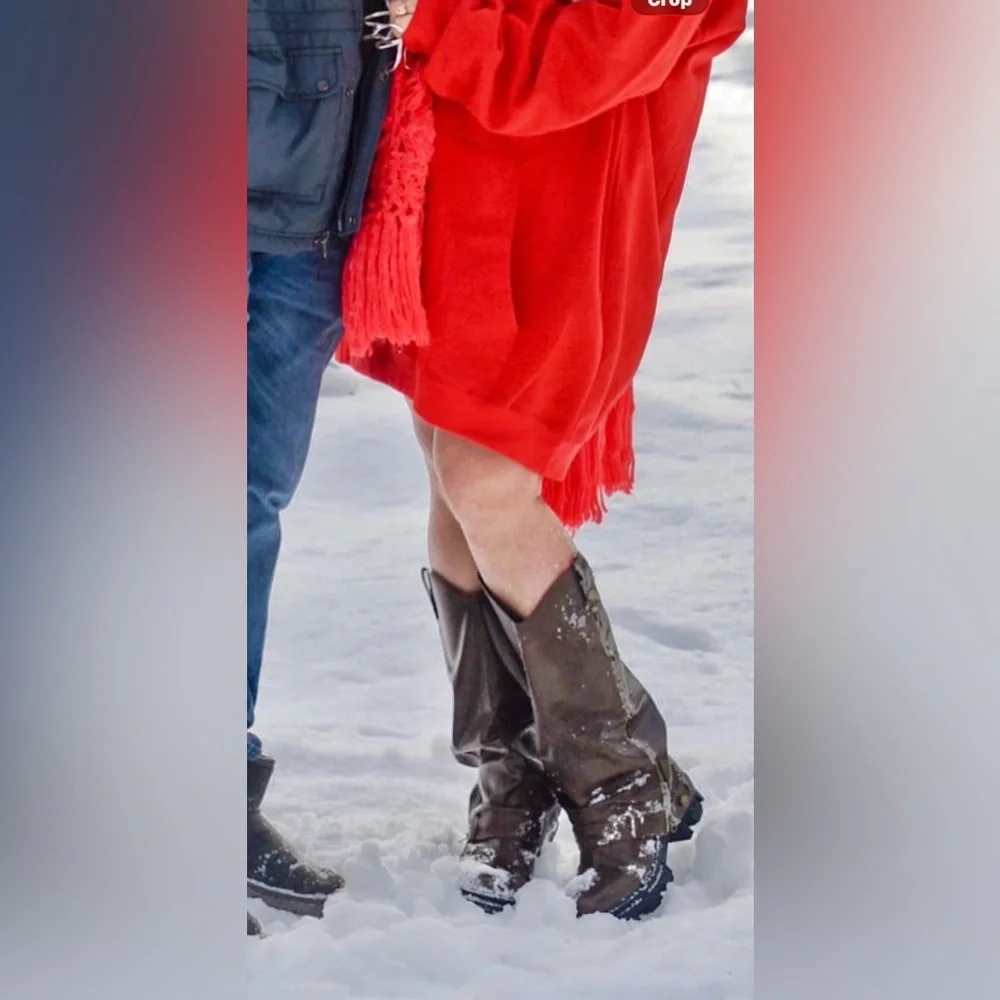 Brown Knee-High Boots with Black Soles bulky fun brown boots - Picture 12 of 13